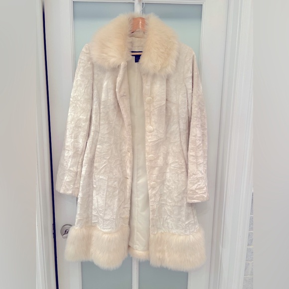 Faux Fur mid length button down coat - Picture 1 of 7